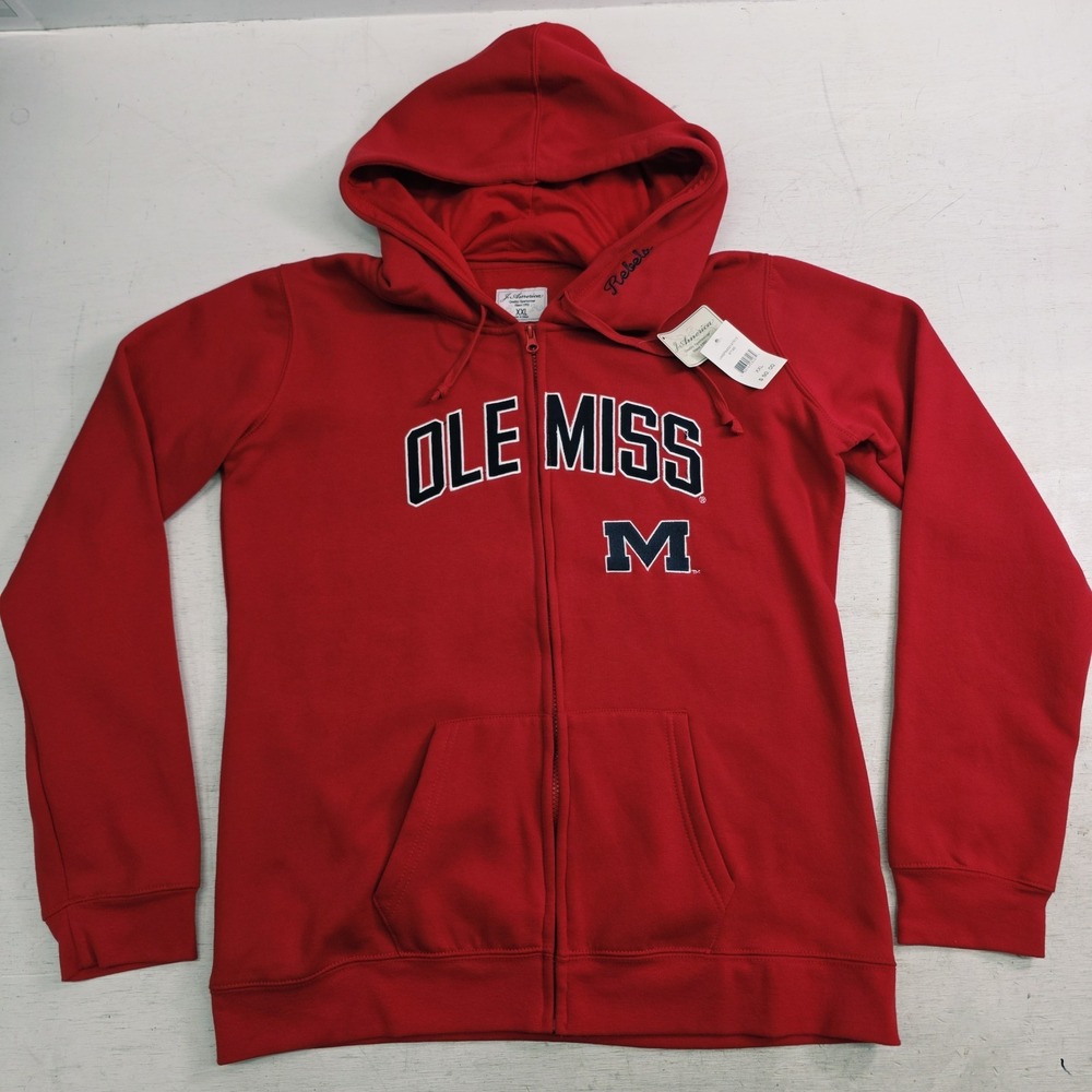 Ole Miss Rebels NCAA Full Zip Red Hoodie Ladies Women's XXL Red J. America New!